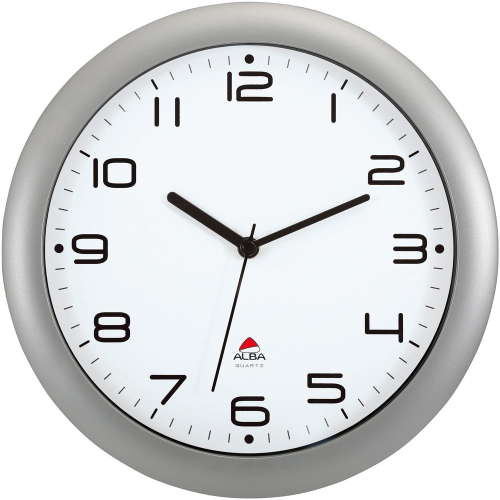 Alba Wall Clock - Analog - Quartz - White Main Dial - Metallic Gray - Classic Style. The main picture.