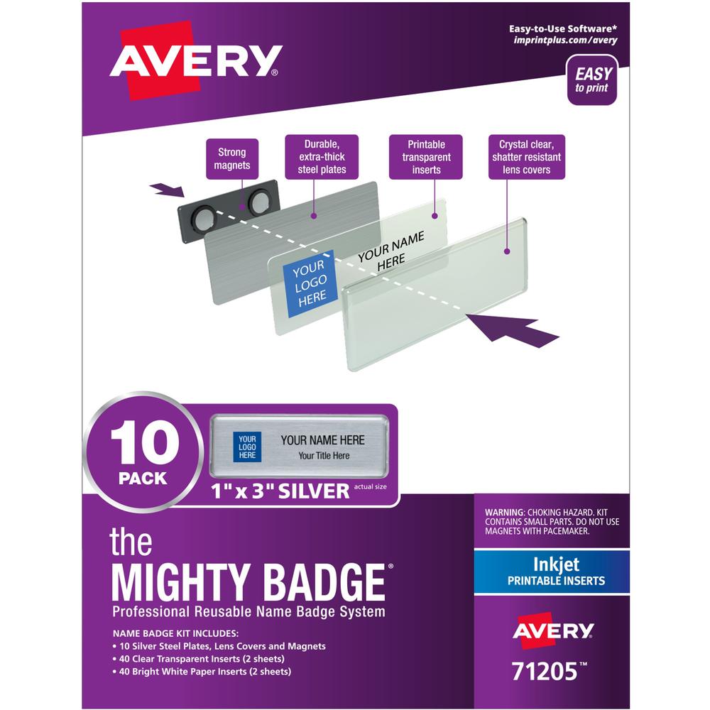 The Mighty Badge&reg; Mighty Badge Professional Reusable Name Badge System - Silver. Picture 1