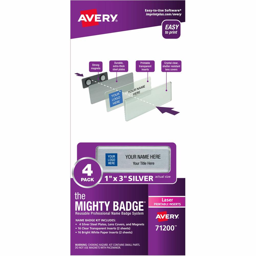The Mighty Badge&reg; Mighty Badge Professional Reusable Name Badge System - Silver. Picture 1