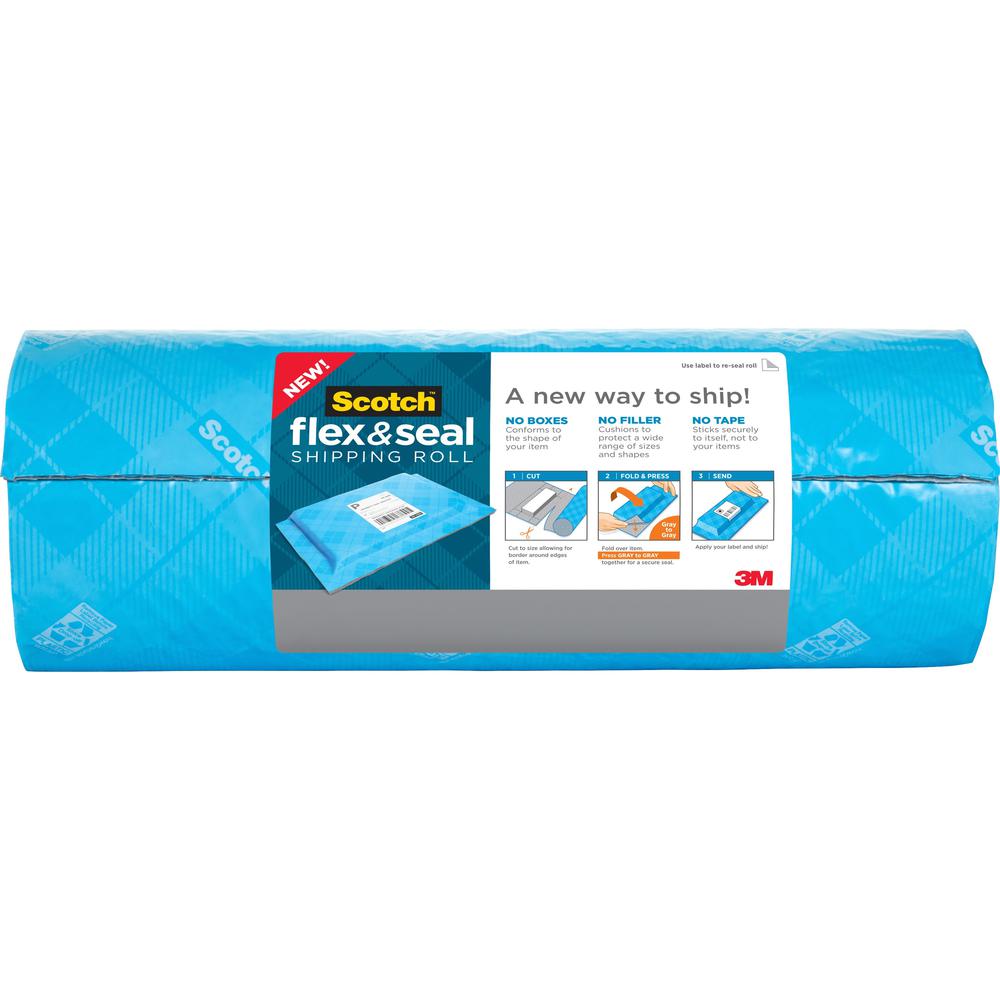 Scotch Flex & Seal Shipping Roll - 15" Width x 20 ft Length - Durable, Water Resistant, Tear Resistant, Cushioned, Recyclable - Blue - 1Each. Picture 1