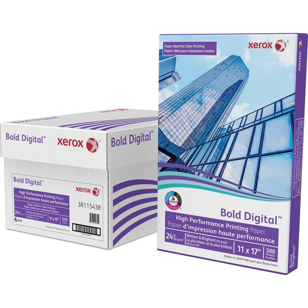 Xerox Bold Digital High Performance Paper - White - 98 Brightness - 11" x 17" - 24 lb Basis Weight - 500 / Ream - White. Picture 1