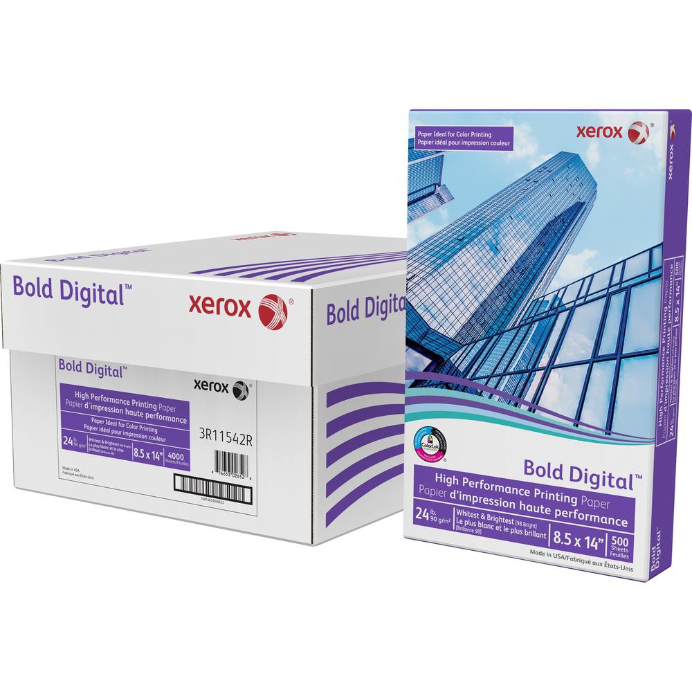 Xerox Bold Digital High Performance Paper - White - 98 Brightness - 8 1/2" x 14" - 24 lb Basis Weight - 500 / Ream - White. Picture 1