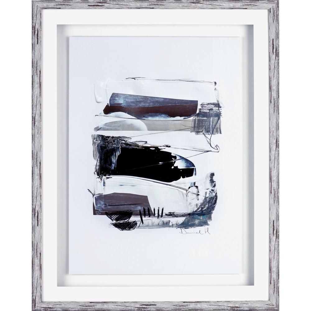 Lorell Abstract II Framed Artwork - 27.50" x 35.50" Frame Size - 1 Each - Black, White. Picture 1