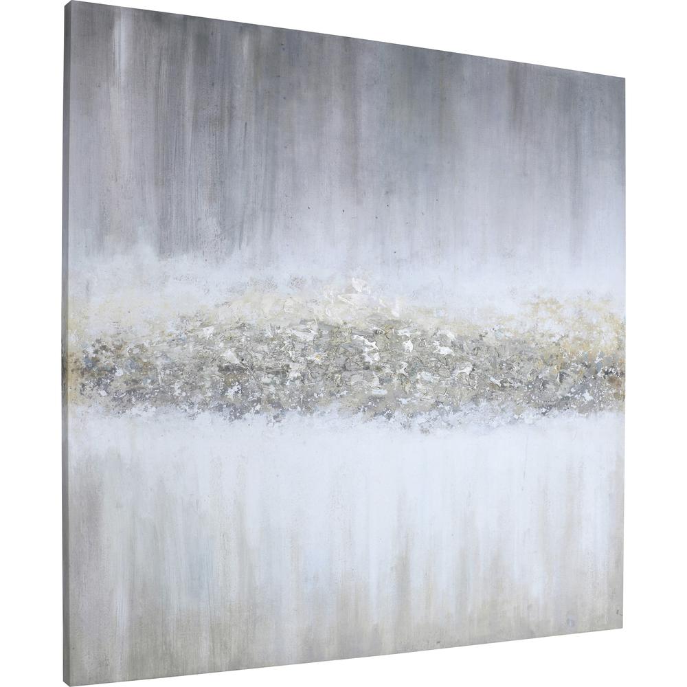 Lorell Raining Sky Frameless Abstract Art - 40" Width x 40" Height x 2" Length - 1 Each - Gray - Acrylic. Picture 1
