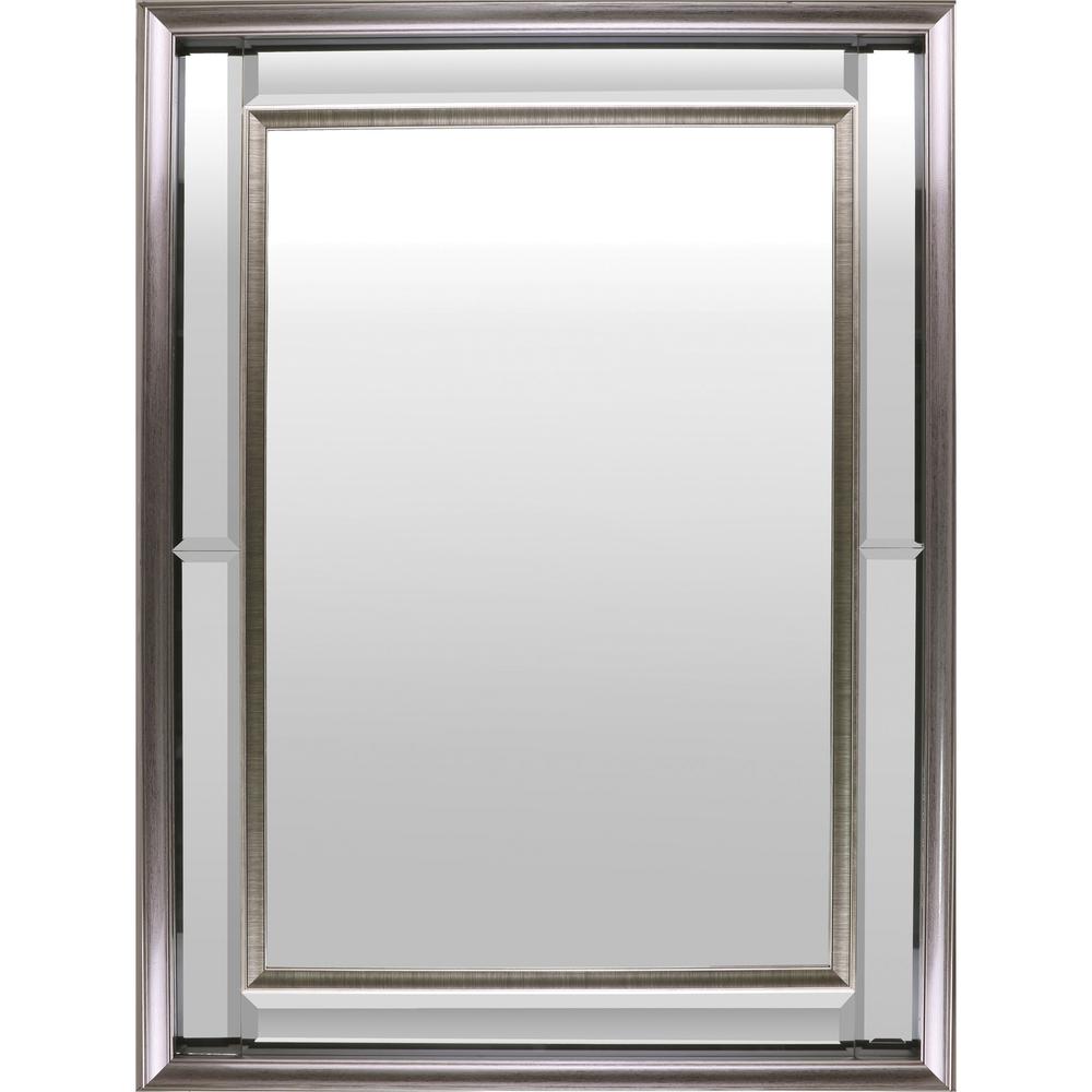 Lorell Hanging Mirror - Rectangular - Silver - 1 Each. Picture 1