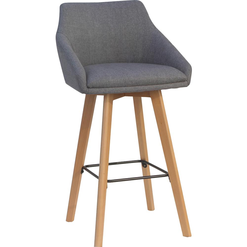 Lorell Gray Flannel Mid-Century Modern Guest Stool - Four-legged Base - Gray - 2 / Carton. Picture 1