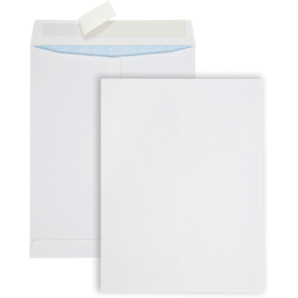 Quality Park Redi Strip Security Mailing Envelopes - Multipurpose - #13 1/2 - 10" Width x 13" Length - Peel Strip - 100 / Box - White. Picture 1