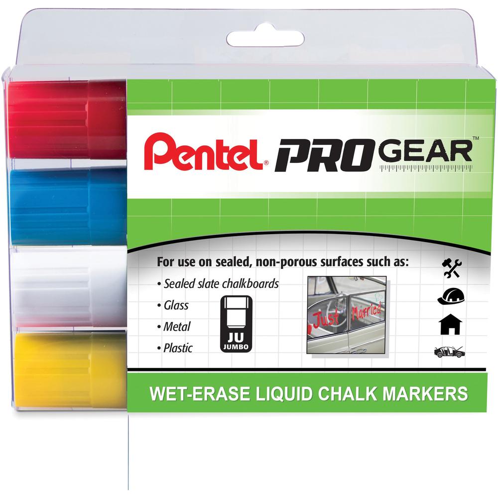 Pentel PROGear Wet-Erase Liquid Chalk Marker - Jumbo Marker Point - Chisel Marker Point StyleChalk-based Ink - 4 / Pack. Picture 1