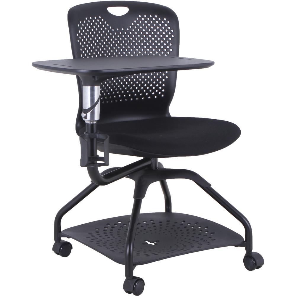 Lorell Student Training Chair - Fabric Seat - Plastic Back - Four-legged Base - Black - 1 Each. Picture 1