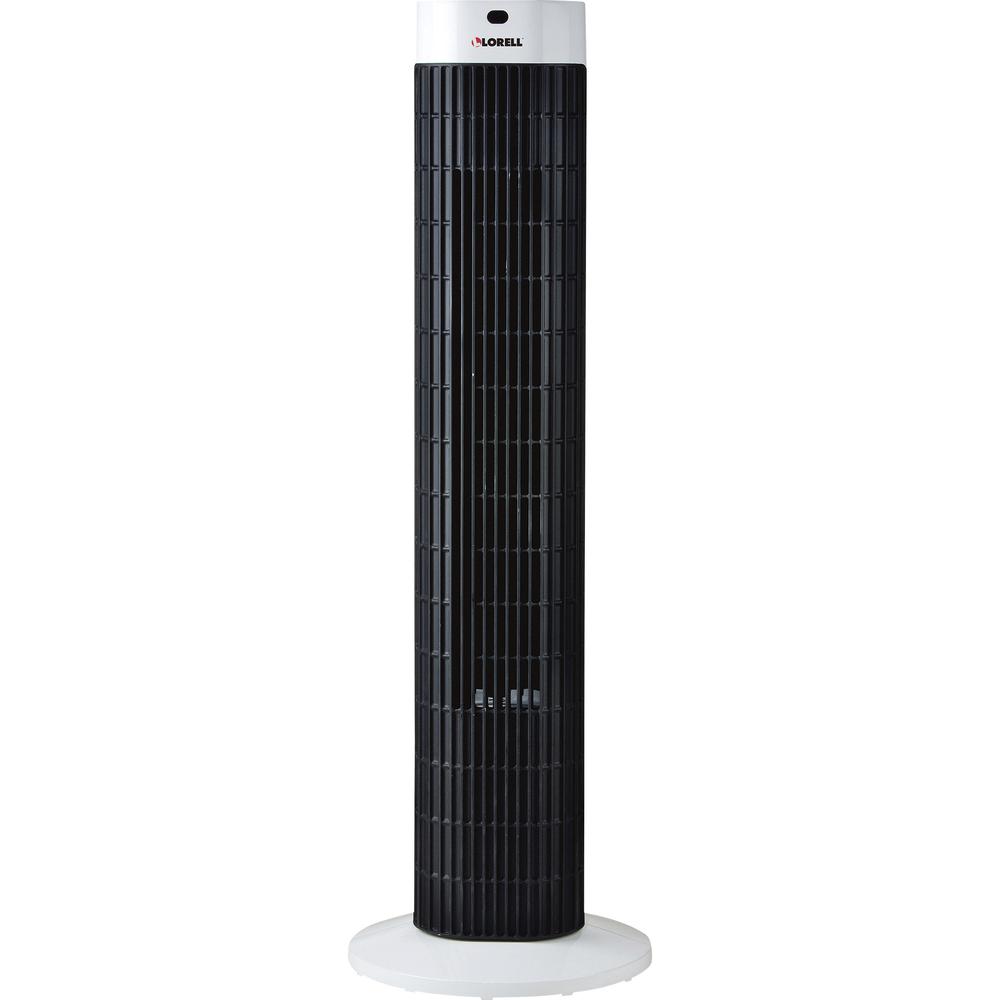 Lorell Tower Fan - 30" Diameter - 3 Speed - Sleep Mode, Breeze Mode, Oscillating, Timer - 30.2" Height x 9.5" Width x 9.5" Depth - Plastic - Black, Silver. Picture 1