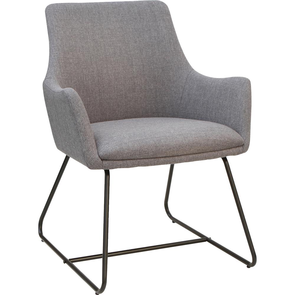 Lorell Gray Flannel Guest Chair with Sled Base - Sled Base - Gray - Armrest - 1 Each. The main picture.