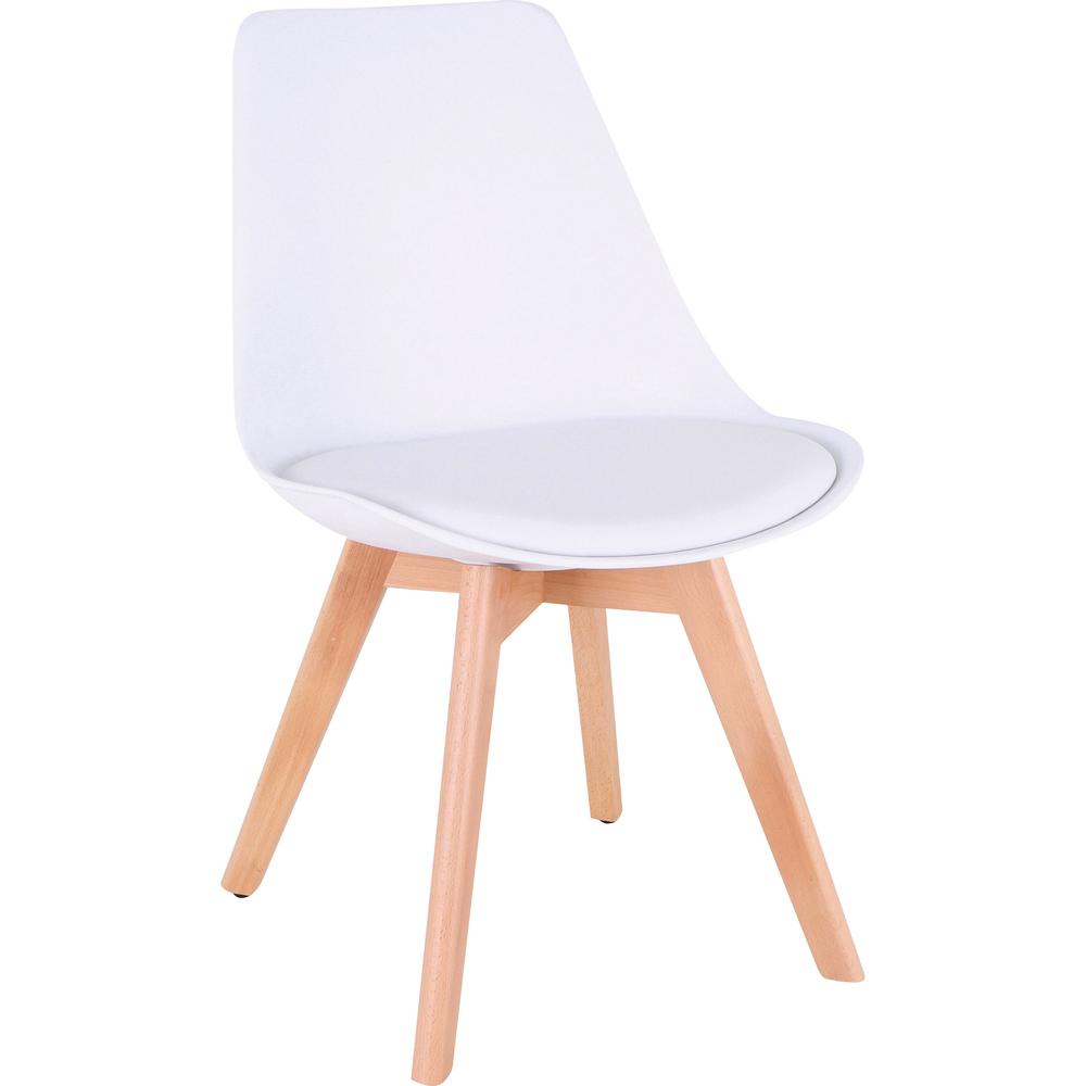 Lorell Curved Plastic Shell Guest Chair - Fabric Seat - Four-legged Base - White - Plastic - 1 Each. The main picture.