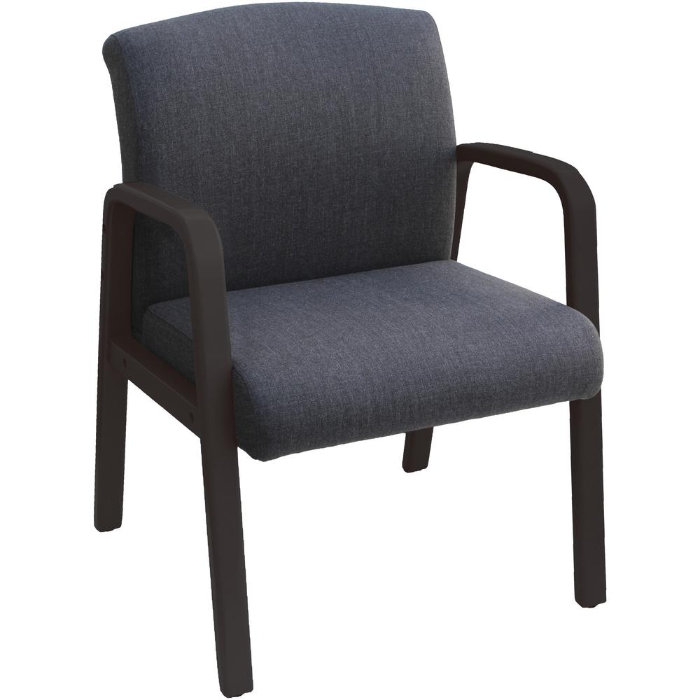 Lorell Gray Flannel Fabric Guest Chair - Gray, Black Fabric Seat - Wood Frame - Four-legged Base - Gray, Black - 1 Each. The main picture.