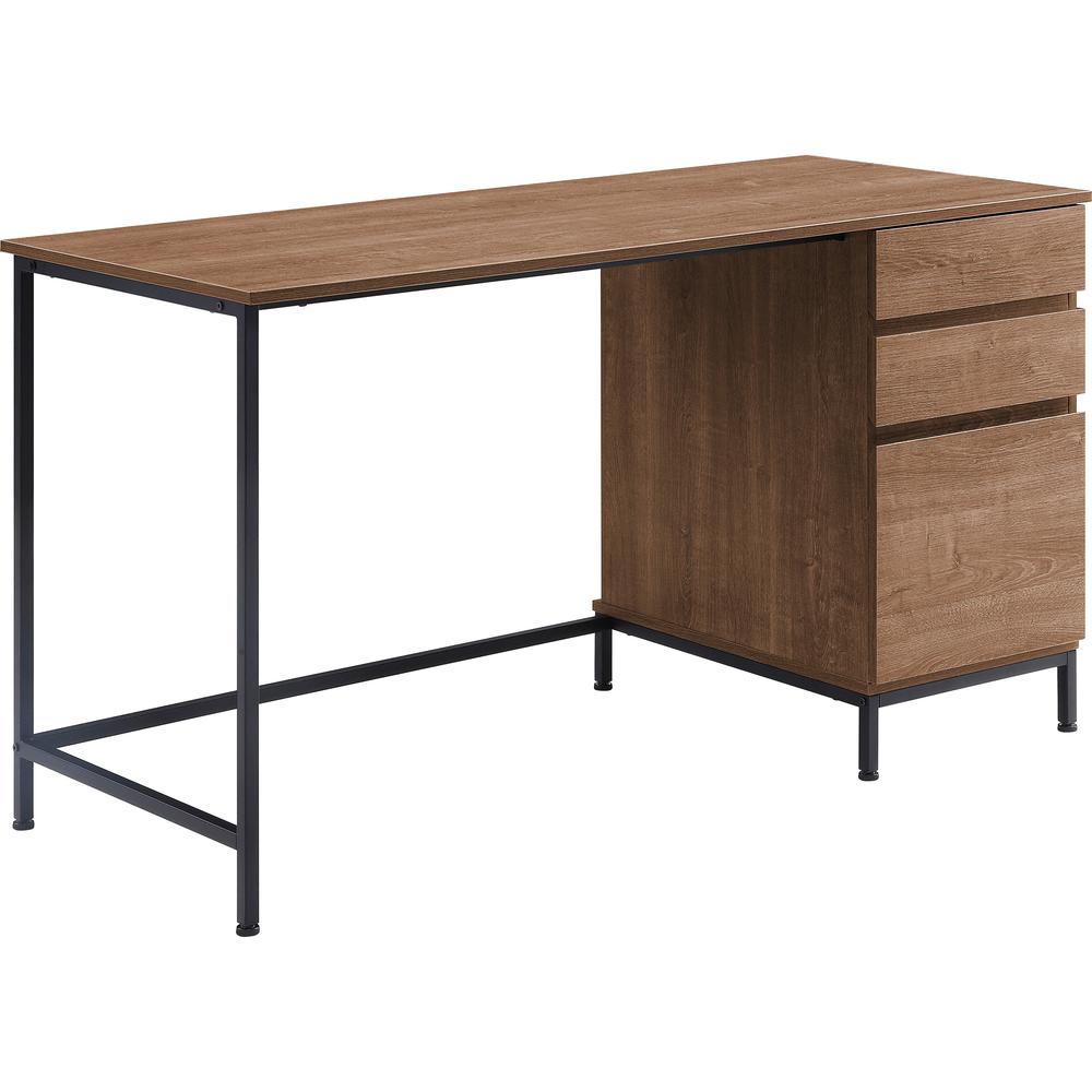 Lorell SOHO Desk with Side Drawers - 55" x 23.6"30" - 3 x File Drawer(s) - Single Pedestal on Right Side - Finish: Walnut. Picture 1