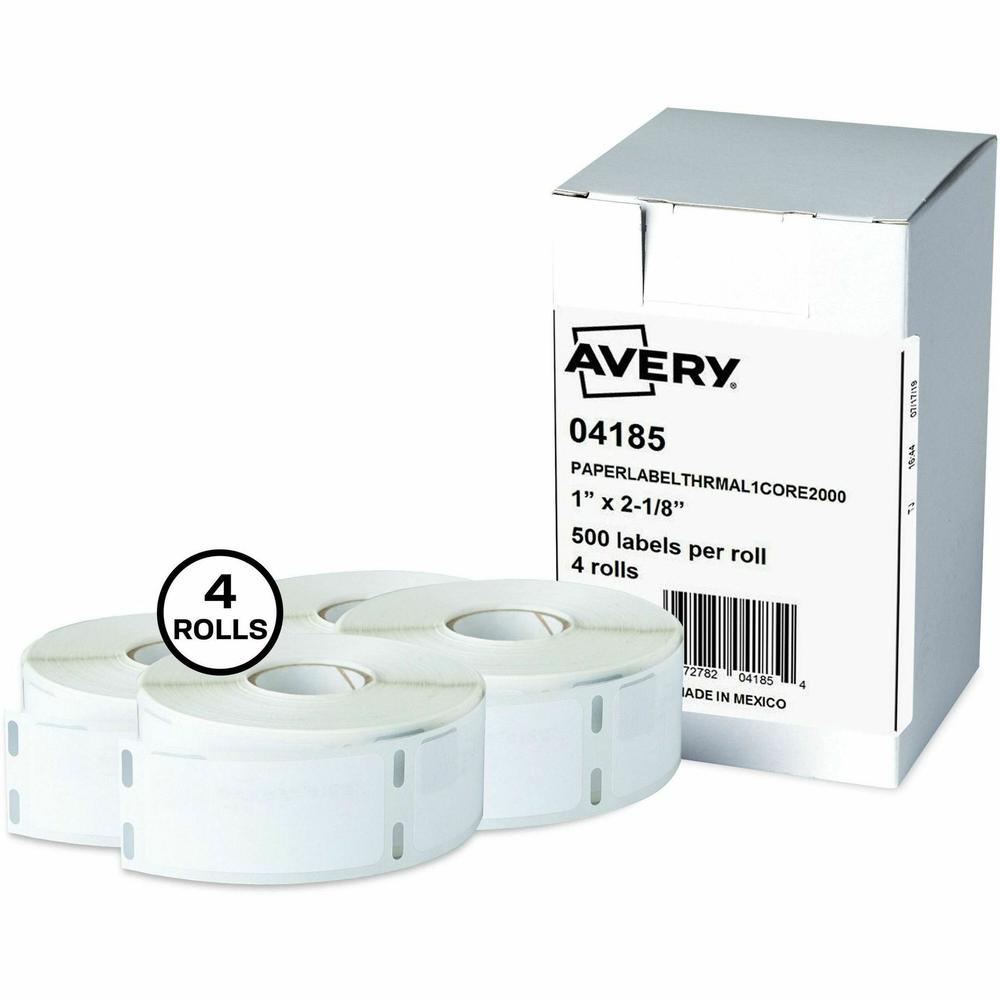 Avery&reg; Direct Thermal Multipurpose Labels - 1" Height x 2 1/8" Width - Permanent Adhesive - Rectangle - Thermal - Bright White - Paper - 500 / Sheet - 500 / Roll - 4 Total Sheets - 2000 Total Labe. Picture 1