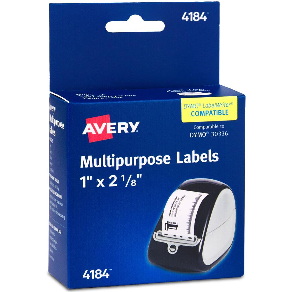 Avery&reg; Direct Thermal Roll Labels - 1" Height x 2 1/8" Width - Permanent Adhesive - Rectangle - Thermal - Bright White - Paper - 500 / Sheet - 500 / Roll - 1 Total Sheets - 500 Total Label(s) - 50. Picture 1