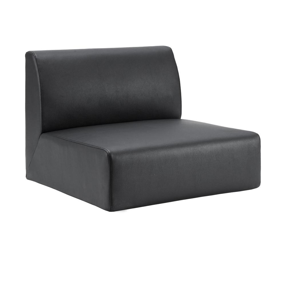 Lorell Contemporary Collection Single Seat Sofa - 25.5" x 25.5" x 19.6" - Material: Polyurethane - Finish: Black. Picture 1
