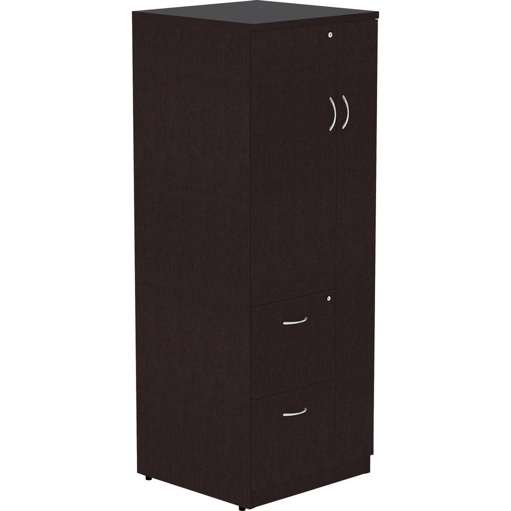 Lorell Essentials Series Tall Storage Cabinet - 23.6" x 23.6"65.6" Cabinet - 2 x File Drawer(s) - 1 Door(s) - 2 Shelve(s) - Material: Laminate, Medium Density Fiberboard (MDF), Particleboard - Finish:. Picture 1