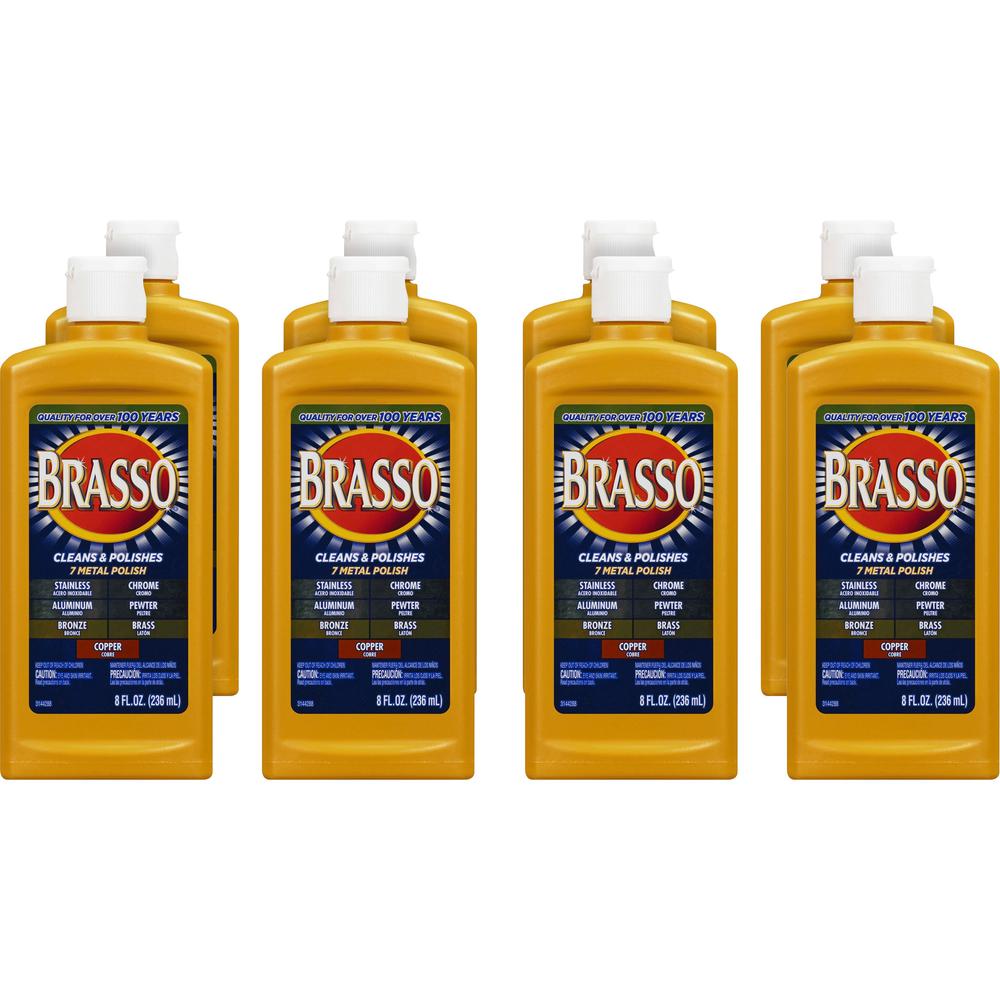Brasso Metal Polish - 8 fl oz (0.3 quart)Bottle - 8 / Carton - Tan. Picture 1
