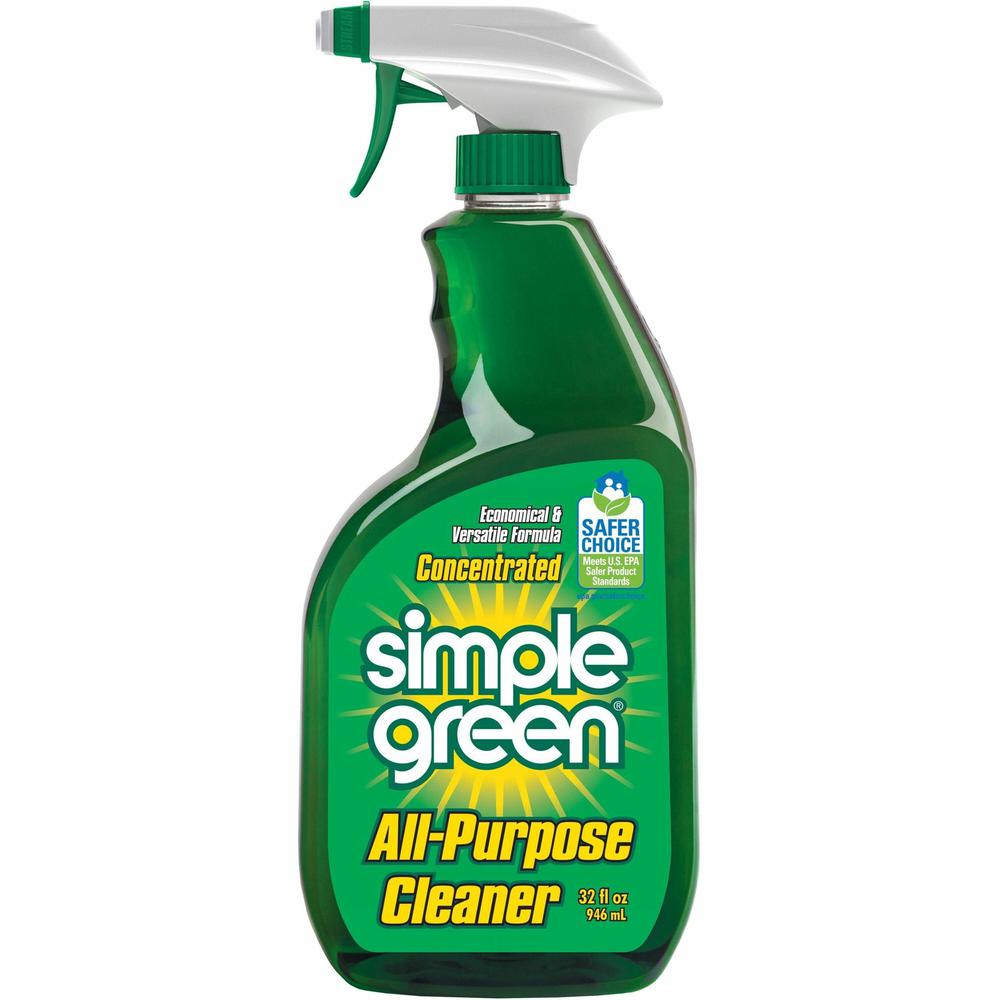 Simple Green All-Purpose Concentrated Cleaner - Concentrate - 32 fl oz (1 quart) - 12 / Carton - Non-toxic, Streak-free, Smudge-free - Green. Picture 1