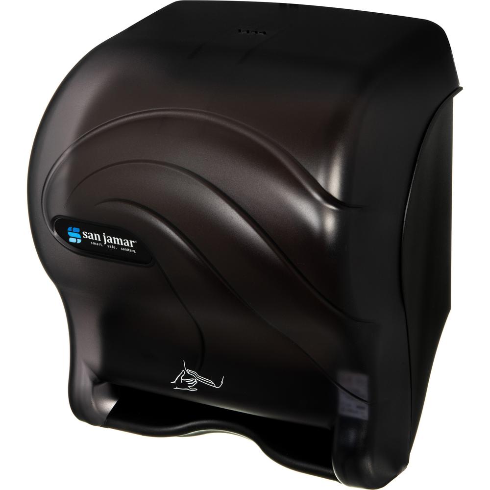San Jamar Roll Towel Hands-free Dispenser - Roll, Touchless Dispenser - 1 x Roll - 14.4" Height x 11.7" Width x 9.1" Depth - Plastic - Black Pearl - Durable, Impact Resistant, Compact - 1 Each. Picture 1
