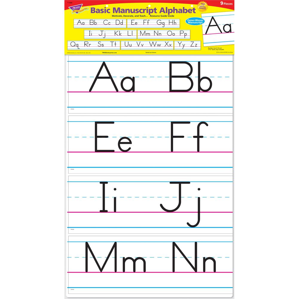 Trend Basic Alphabet Bulletin Board Set - Learning Theme/Subject - 7 x Letter, 1 x Numbers Shape - Reusable, Durable - Multicolor - 1 / Pack. Picture 1