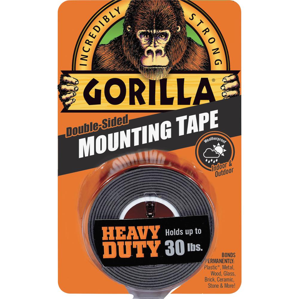 Gorilla Heavy Duty Mounting Tape - 5 ft Length x 1" Width - 1 Each - Black. Picture 1
