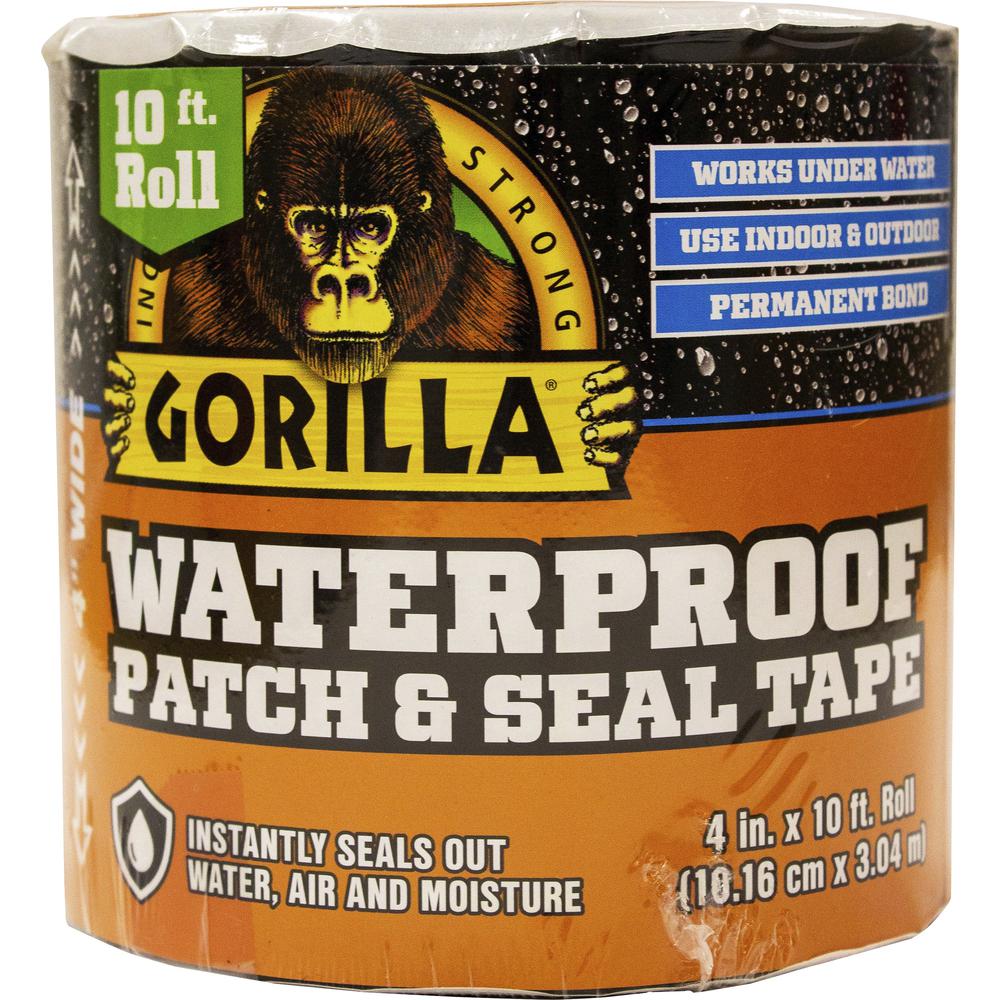 Gorilla Waterproof Patch & Seal Tape - 10 ft Length x 4" Width - 1 Each - Black. Picture 1