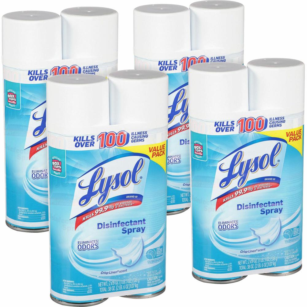 Lysol Linen Disinfectant Spray - Ready-To-Use Spray - 19 fl oz (0.6 quart) - Crisp Linen Scent - 8 / Carton - Clear. Picture 1