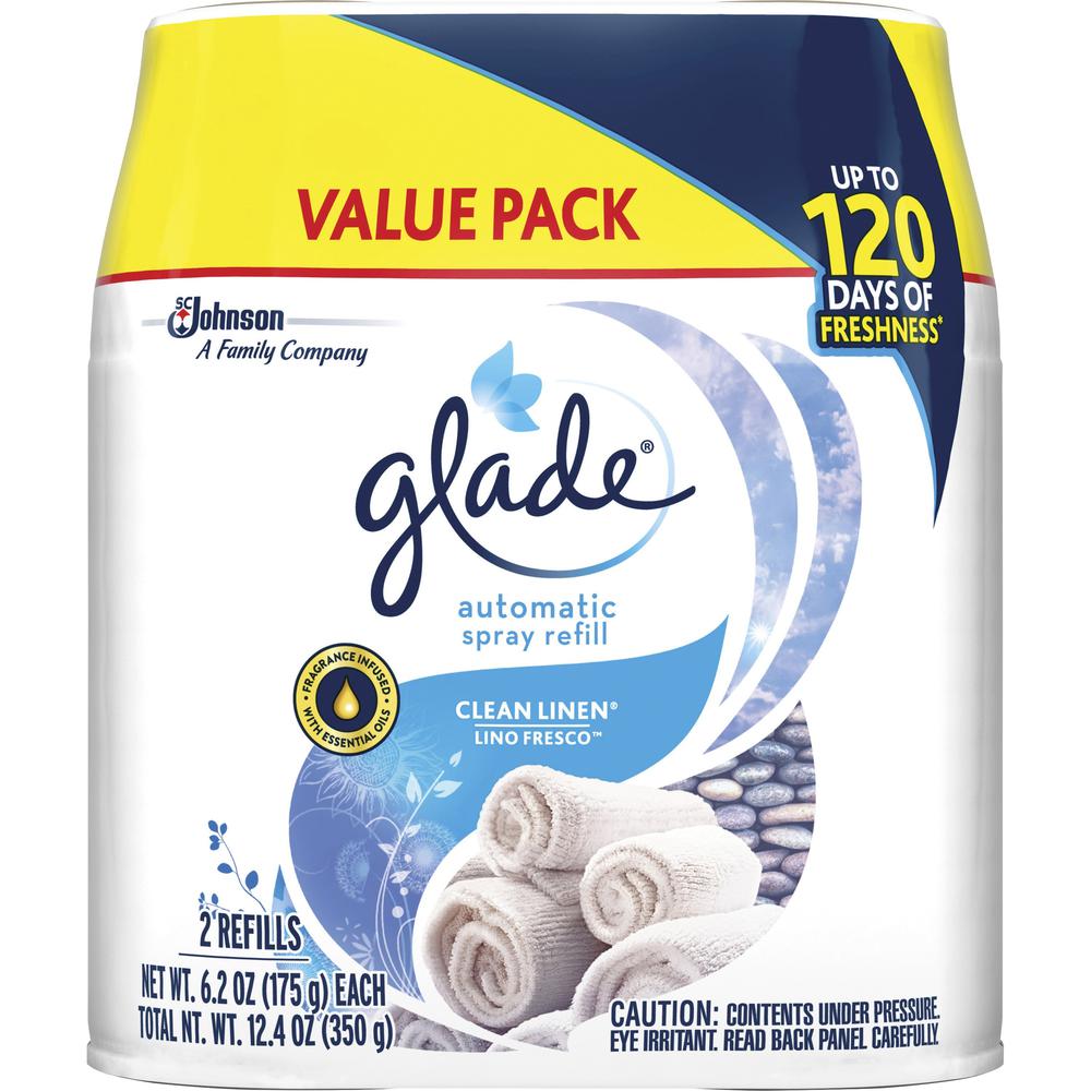 Glade Automatic Spray Refill Value Pack - Spray - 12.4 fl oz (0.4 quart) - Clean Linen - 60 Day - 6 / Carton - Long Lasting. Picture 1