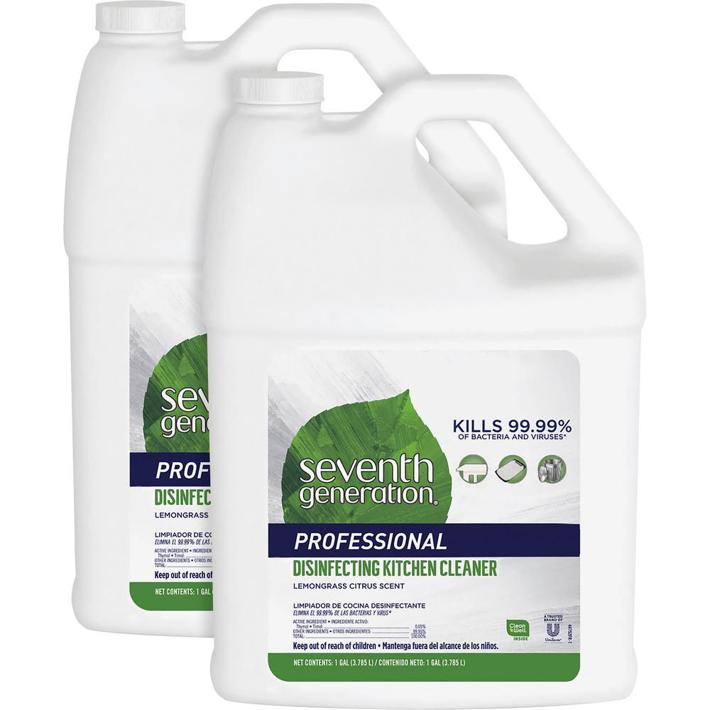 Seventh Generation Disinfecting Kitchen Cleaner Refill - 128 fl oz (4 quart) - Lemongrass Citrus Scent - 2 / Carton. Picture 1