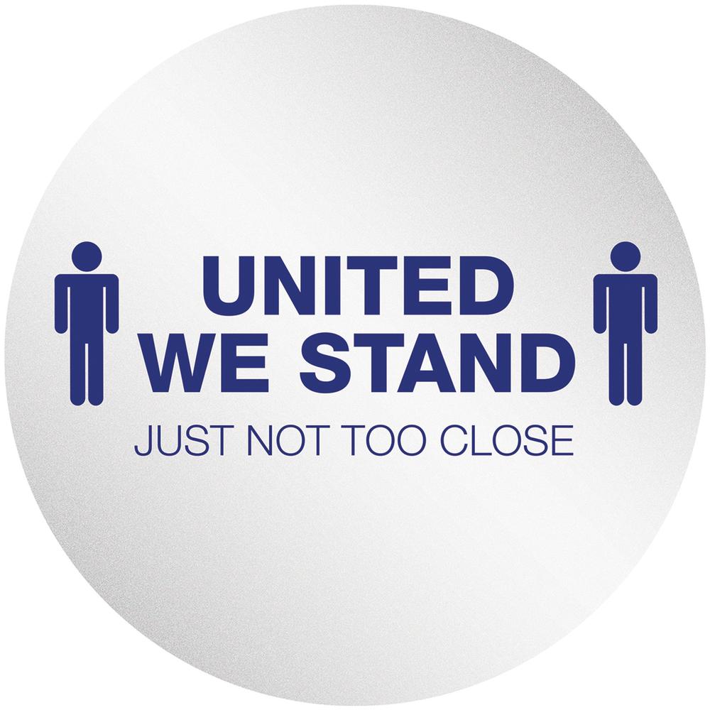 Deflecto StandSafe 20" Personal Spacing Disks-United We Stand - 6 / Pack - United We Stand Design - 20" Width x 20" Height x 0.1" Depth - Repositionable, Durable, Flexible - Polyvinyl Chloride (PVC), . Picture 1