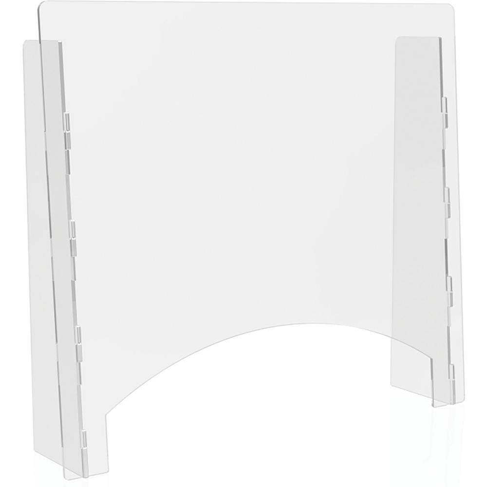 Deflecto Countertop Safety Barrier with Pass Through - 27" Width x 23.8" Height x 6" Length - 2 / Carton - Clear - Acrylic. Picture 1