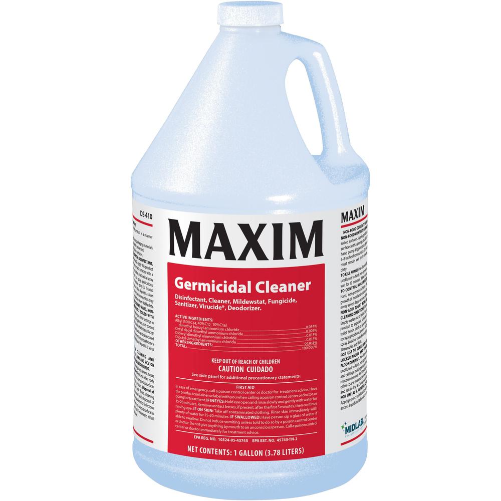 Maxim Germicidal Cleaner - 4 / Carton - Deodorant, Disinfectant, Non-porous - Yellow. Picture 1