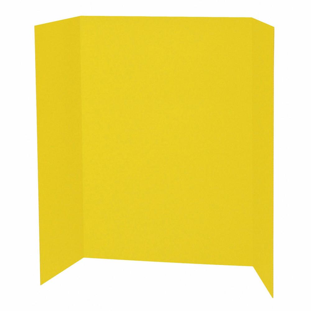 Pacon Single Wall Presentation Board - 48" Height x 36" Width - Yellow Surface - Tri-fold, Recyclable, Corrugated - 4 / Carton. Picture 1