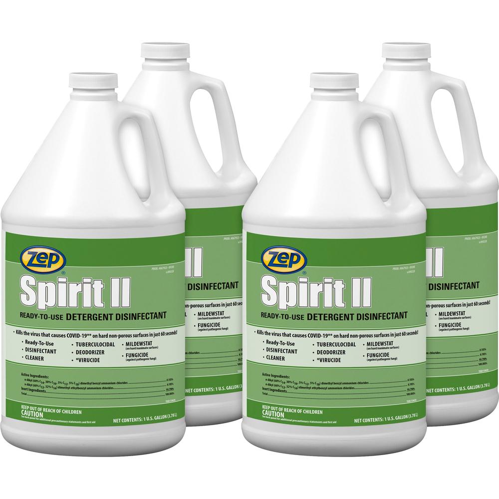 Zep Spirit II Detergent Disinfectant - Ready-To-Use Liquid - 128 fl oz (4 quart) - Bottle - 4 / Carton - Multi. The main picture.