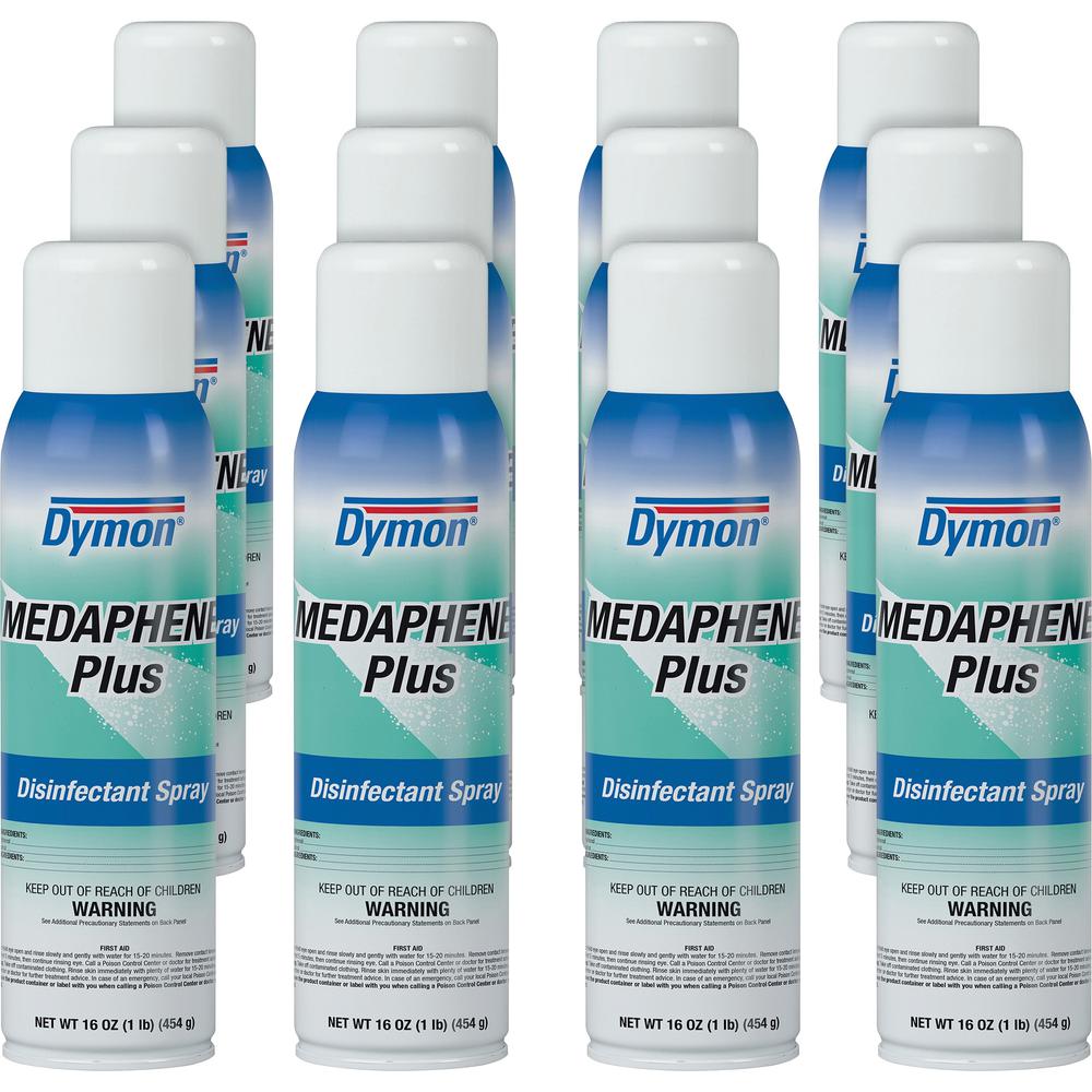 Dymon Medaphene Plus Disinfectant Spray - 16 fl oz (0.5 quart) - Pleasant Scent - 12 / Carton - Non-porous - Aqua. Picture 1
