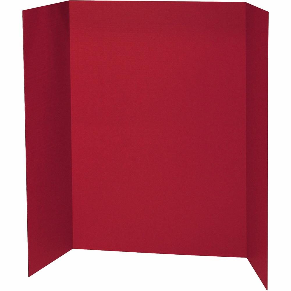 Pacon 140 lb. Watercolor Single Wall Presentation Board - 48 Height x 36  Width - Red Surface - Tri-fold, Corrugated, Recyclable, Single Ply - 24 /  Carton