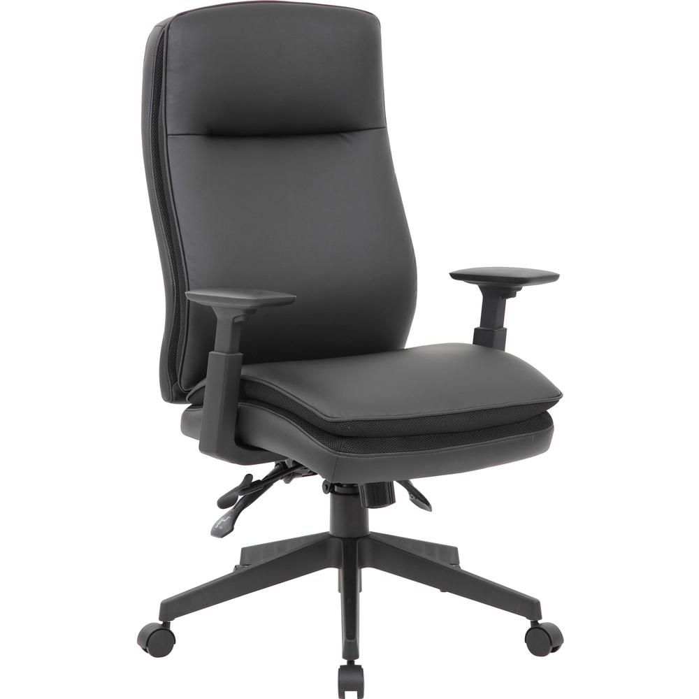 Lorell Premium Vinyl High-back Executive Chair - Black Seat - Black Back - Black Frame - High Back - 5-star Base - Black - Vinyl - Armrest - 1 Each. The main picture.