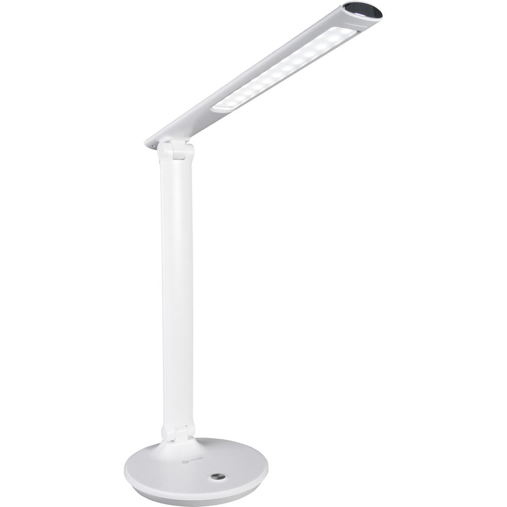 OttLite Emerge LED Desk Lamp with Sanitizing - 11" Height - 3.6" Width - LED Bulb - Leather, Chrome - USB Charging, Foldable, Sanitizing - Desk Mountable - White - for Furniture, Desk. The main picture.