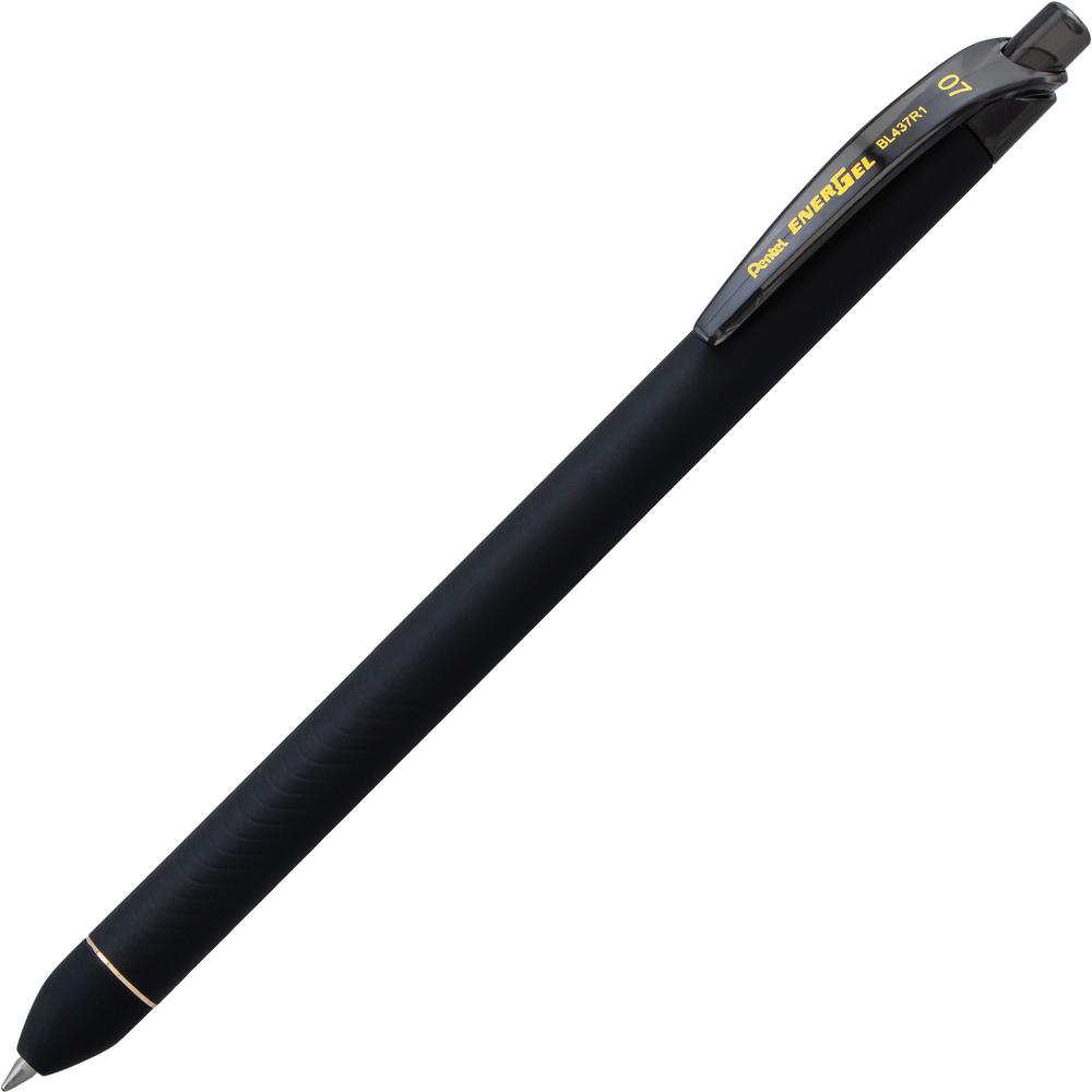 EnerGel 0.7mm Retractable Pens - 0.7 mm Pen Point Size - Retractable - Black Liquid Gel Ink Ink - Rubberized Barrel - 1 Dozen. Picture 1