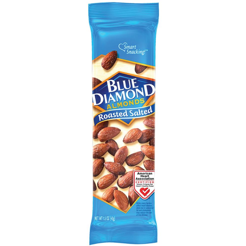 BlueDiamond Roasted Salted Almonds - Roasted & Salted - 1.50 oz - 12 / Box. Picture 1