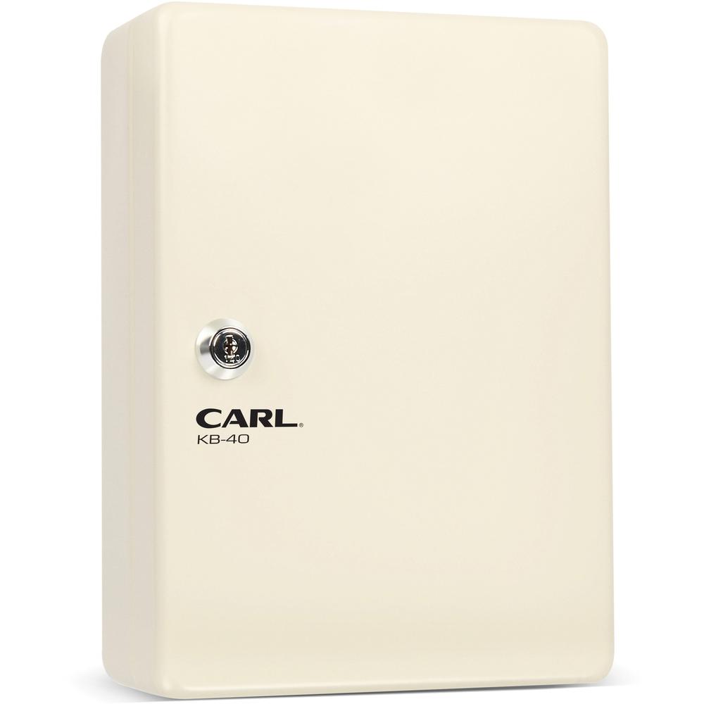 CARL Steel Security Key Cabinet - 10.3" x 7" x 3.5" - Lockable, Wall Mountable - Ivory - Steel. Picture 1