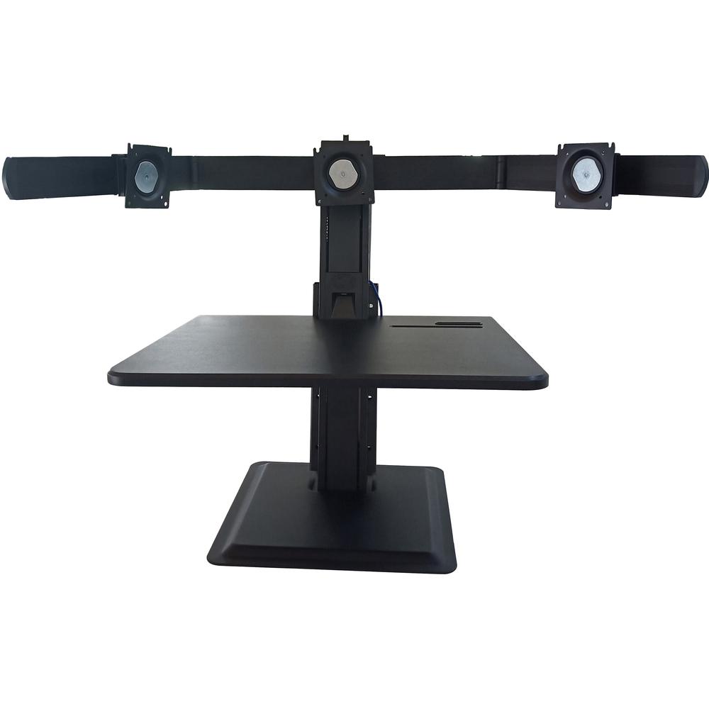 Lorell Deluxe Light-Touch 3-Monitor Desk Riser - Up to 32" Screen Support - 35" Height x 26" Width x 27.3" Depth - Desk - Black. Picture 1