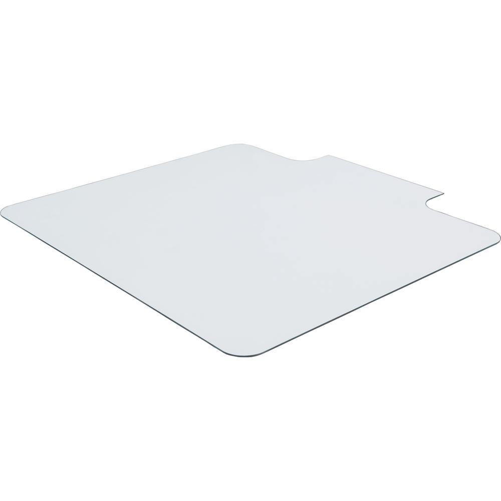 Lorell Tempered Glass Chairmat with Lip - Hardwood Floor, Carpet53" Width x 45" Depth - Lip Size 6" Length x 23" Width - Tempered Glass - Clear - 1Each. Picture 1