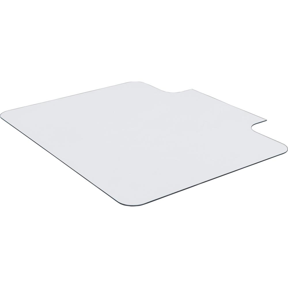 Lorell Tempered Glass Chairmat with Lip - Hardwood Floor, Carpet48" Width x 36" Depth - Lip Size 23" Length x 6" Width - Tempered Glass - Clear - 1Each. Picture 1