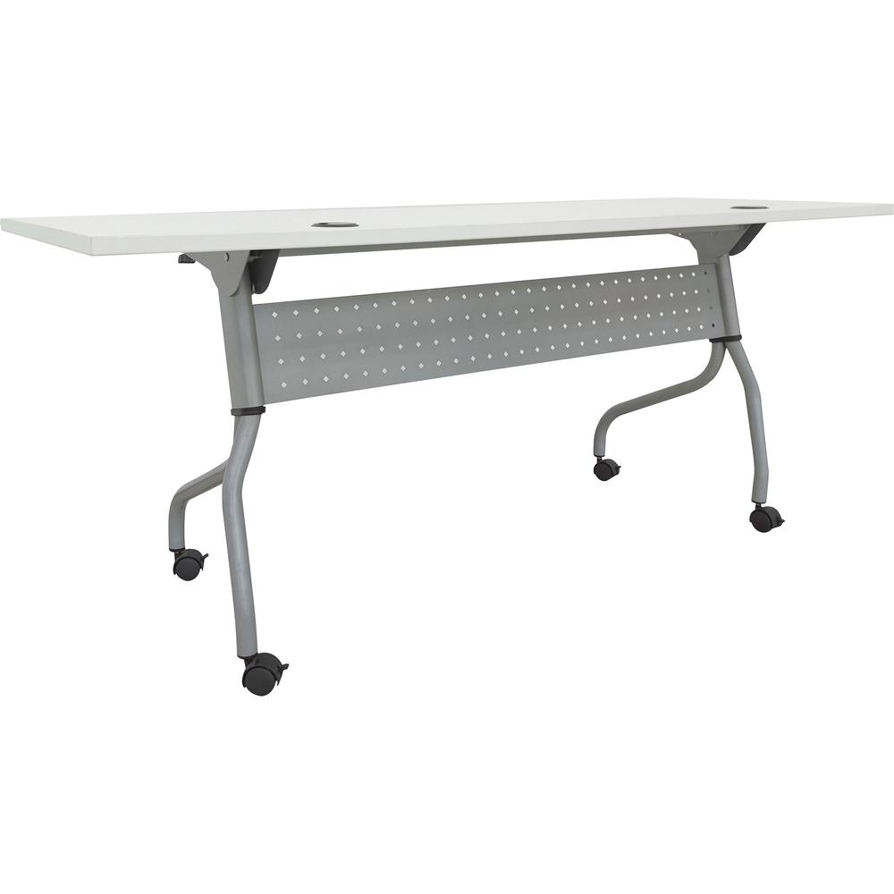 Lorell Flip Top Training Table - White Top - Silver Base - 4 Legs - 23.60" Table Top Length x 72" Table Top Width - 29.50" HeightAssembly Required - Melamine Top Material - 1 Each. Picture 1