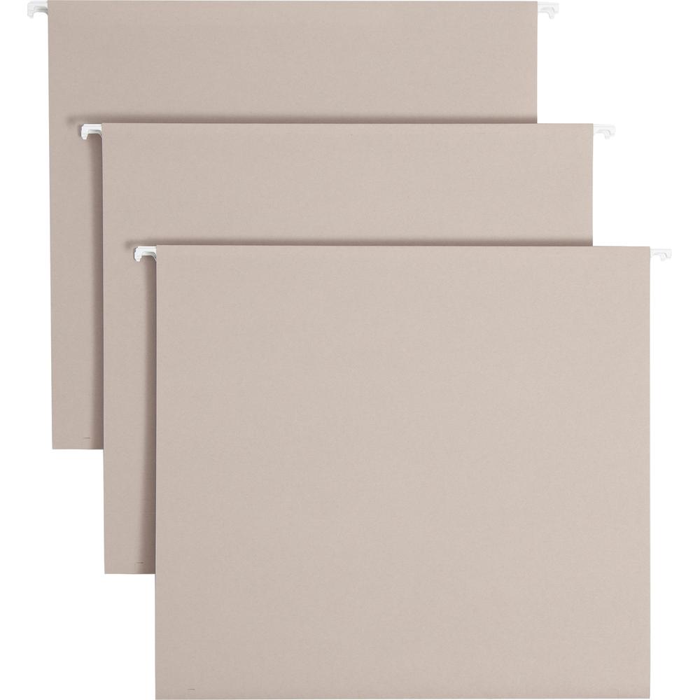 Smead TUFF 1/3 Tab Cut Letter Recycled Hanging Folder - 8 1/2" x 11" - 3" Expansion - Top Tab Location - Assorted Position Tab Position - Steel Gray - 10% Recycled - 18 / Box. Picture 1