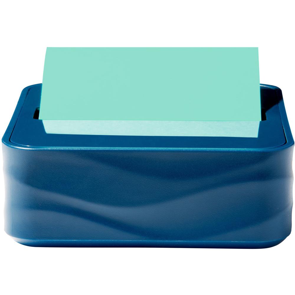 Post-it&reg; Pop-up Note Wave Dispenser - 3" x 3" Note - 45 Sheet Note Capacity - Metallic Blue. Picture 1