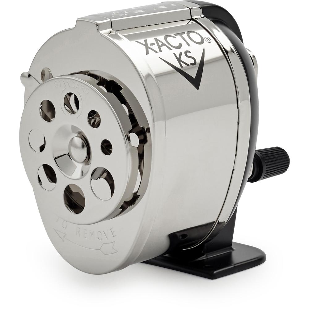 X-Acto X-Acto KS Manual Pencil Sharpener - Metal, Steel - Chrome, Black, Silver - 1 Each. The main picture.